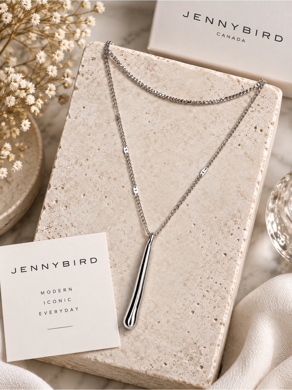 Jenny Bird Leana Silver Layered Pendant Necklace Modern Minimalist